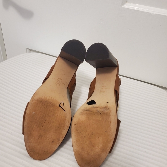 Ann Taylor Cognac in Color Leather Double Strap Buckle Close Block Sanda… - Picture 9 of 13